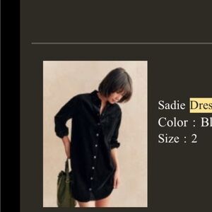 Sezane Black Long Sleeve Dress